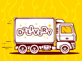 Wall Mural - Vector illustration of truck free and fast delivery to customer