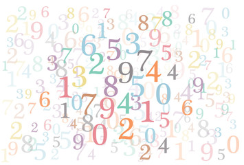 An abstract background with random colorful numbers