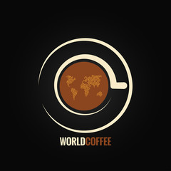 Poster - coffee cup world map background