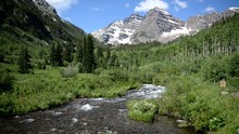 Maroon Bells With Stream, Rocky Mountains, Colorado HD Video