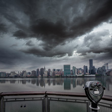 Manhattan New York Cloudy Dramatic Skyline USA