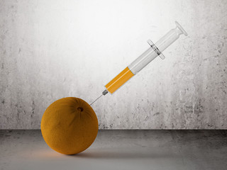 syringe and orange