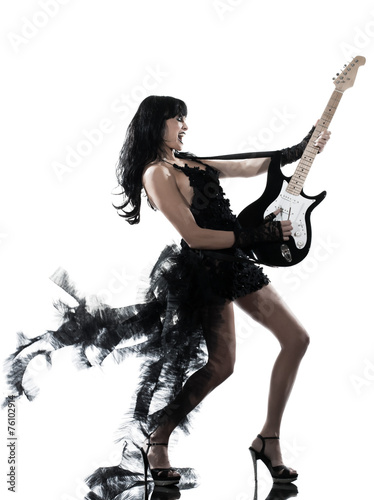 Naklejka dekoracyjna woman playing electric guitar player