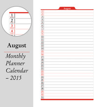 August, Montly Planner Calendar - 2015