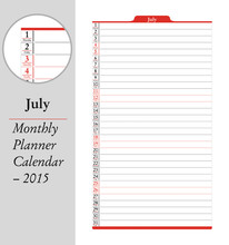 July, Montly Planner Calendar - 2015