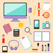 © formalnova - Big set of flat modern design vector illustration of  workspace.