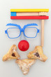 Purim arrangement - Hamantashen, Gragger,glasses and a red nose