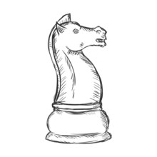 Vector Single Sketch Chess Figure - Knight