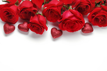 Sticker - Red roses and heart shape ornaments