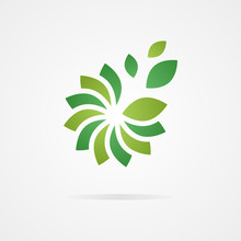 Logo Combination Of A Flower And Leaf.