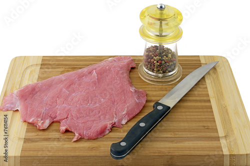 Fotografie, Obraz escalopes de veau crue en préparation sur planche