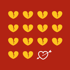 Poster - Different abstract hearts. Valentine greeting card