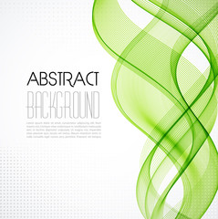 Poster - abstract transparent green wave background