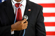 Politician: Holding a Stethoscope Medical Concept