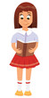 Illustration of a little girl with book