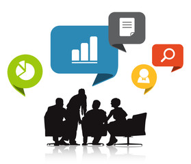 Wall Mural - Group of Business People Meeting with Speech Bubble