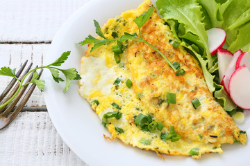 Poster - Omelette with radishes, onions and lettuce