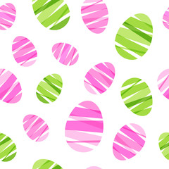 Wall Mural - Seamless ribbon-wrapped Easter eggs pattern.