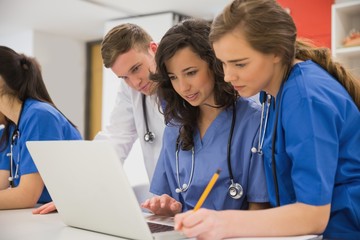 Wall Mural - medical students sitting and talking