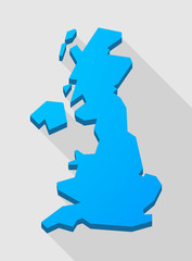 Poster - blue long shadow United Kingdom map