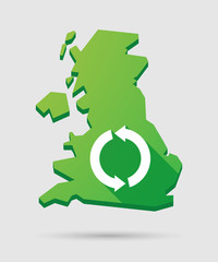 Poster - United Kingdom map icon with a recycle sign