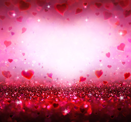 Wall Mural - valentines background with hearts flying