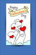 happy Valentine's Day postcard hand drawn