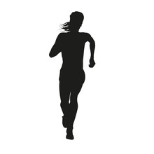 Silhouette Of A Woman Running Long Distance