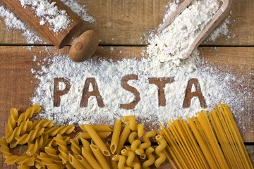 Pasta word with background