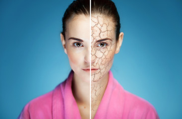 Poster - Skincare cosmetic effect, treatment of dry skin