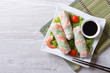 spring roll with shrimp and vegetables, top view