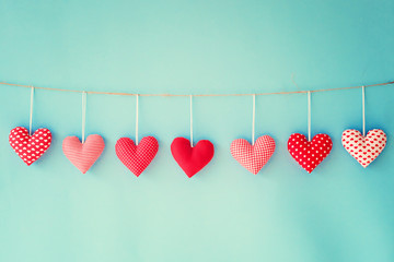 Wall Mural - Vintage cotton hearts hanging on a line