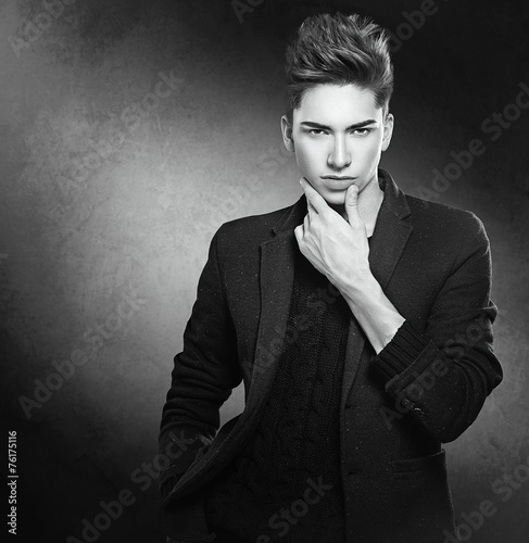 Naklejka na meble Fashion young model man portrait. Handsome guy