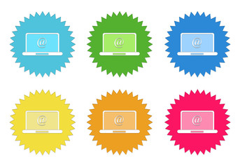Wall Mural - set of colorful stickers icons with computer symbol