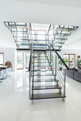 Wall Mural - Glass stairs in modern house