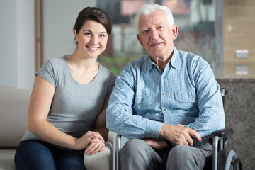 Caretaker and elderly man