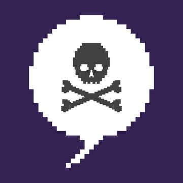 Vector Pixel Bubble - Skull with Cross Bones
