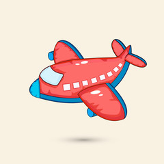 Wall Mural - Red airplane toy for kids on beige background.