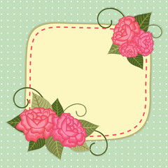 Sticker - Pink flowers decorated frame in square shape.