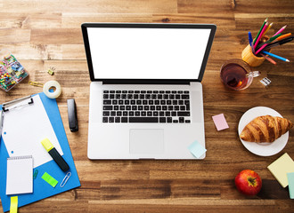 office workplace with laptop.