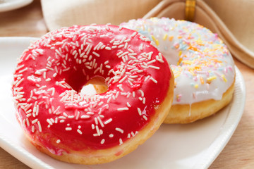 Delicious doughnut with confectioner's sugar.