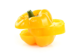 Wall Mural - sliced yellow sweet pepper isolated on white background