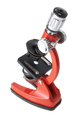 Wall Mural - red microscope isolated on white background
