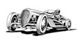 Hot classic retro sports car, roadster, vector illustration