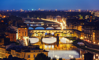 Canvas Print - Arno River and bridges Ponte Vecchio