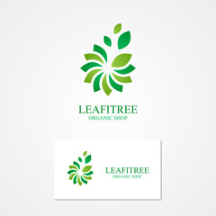 Sticker - Combination of a flower and leaf with business card template