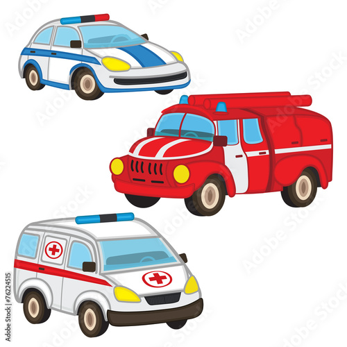 Naklejka dekoracyjna police fire ambulance - vector illustration, eps-10