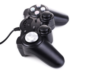 Canvas Print - Black game controller isolated on white