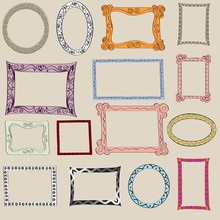 Set Of Cute Frame. Victorian Ornaments Photo Frames In Vector 