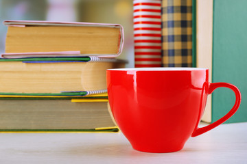 Sticker - Color cup of tea with books